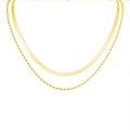 Minimalist double-layer snake and rope chain necklace in high-shine golden finish - Gold Snake Twist Style (NC-898G)