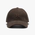 Dark brown baseball cap with 3D embroidered letter R and curved brim design - Adjustable / Dark Brown