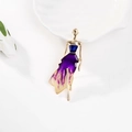 Elegant dancing girl brooch with gradient enamel skirt and gold alloy finish - Purple Gradient Skirt Girl-C657-A