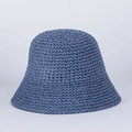 Minimalist straw bucket hat in dusty blue breathable weave for beach sun protection - M (56-58cm) / Blue