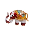 Vintage elephant brooch with gold finish, colorful enamel and multi-tone gemstones - Multicolor Red