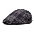 Béret classique à carreaux noir et gris avec boucle métallique latérale réglable - Bleu Marine Écossais