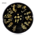 Dijes de metal para uñas con conchas y estrellas de mar doradas en caja de 12 compartimentos - Estrella de Mar de Concha de Océano Dorada (sp0293)