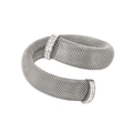 Detail van de zilveren mesh armband met sprankelende met strass bezette sluitingen - 12mm met Strass / Staalkleur