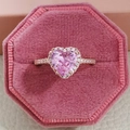 Pink heart-shaped gemstone ring in rose gold finish inside a velvet jewelry box - US 5 / Rose Gold Pink