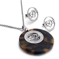 Set gioielli vintage dorati collana e orecchini con strass e dettagli in resina - Doppio Cuore Infinito Argento (KS51285-K)