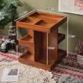 Wooden 360-degree rotating cosmetic organizer with multiple tiers and square base - Distressed Silver