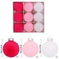 Set di 9 palline di Natale da 8cm floccate in rosa e bianco con finitura in velluto - Rosso Rosa Bianco (Set da 9/8cm)