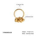 Detalles del anillo de acero dorado con bolas de 6mm y diámetro interno de 17,9mm - Estilo de Cuenta Pequeña Dorada (YYR025035-GS)
