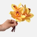Künstlicher Cymbidium-Orchideenstrauß in Orange mit realistischen 3D-Druck-Blüten - Gelb