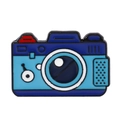 Spilla smaltata fotocamera retrò in blu e rosso per zaini e abbigliamento moda - Fotocamera Blu