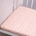 Pink fitted baby crib sheet featuring cute mini palm trees and leopard patterns for nursery - Coconut Tree / 120*60cm