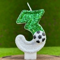 Bougie d'anniversaire chiffre 3 verte et blanche à paillettes avec petit ballon - Chiffre 3