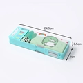 Blue double-layer stationery box with cute dinosaur print and functional buttons - Green Dinosaur