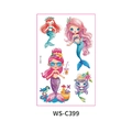 Waterproof cartoon mermaid temporary tattoo sticker set with colorful sea life designs - Mermaid (WS-C399)