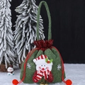 Sac cadeau de Noël avec motif bonhomme de neige, pochette à cordon rouge et vert - Sac de Bonhomme de Neige en Similicuir Gaufré