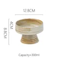Japanese style apricot ceramic bowl with brown spiral pattern and 300ml capacity - Stoneware Footed Dessert Bowl