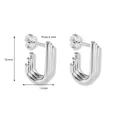 Vintage irregular stainless steel U-shape earrings in silver finish, 6mm thickness - Silver