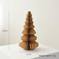 Brown honeycomb paper Christmas tree ornament, 32cm tall foldable kraft paper decor - 32cm Type D / Tan