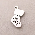 Pendentif chaussette de Noël en acier inoxydable argenté avec flocon pour bijoux DIY - DY831-1 Couleur Acier Chaussette de Noël