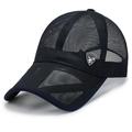 Atmungsaktive schwarze Mesh-Baseballkappe mit silbernem Adler-Abzeichen für Outdoor-Sport - Verstellbar / Marineblau