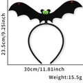 Halloween black bat headband with green eyes and red rhinestones, 30cm width size - One Size / Large Green Eyes Bat Headband
