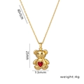 Gouden teddybeer hanger ketting met rode hartsteen en duidelijke maataanduidingen erbij - 332 Beer Rode Strass