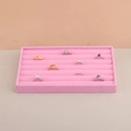 Pink velvet ring display tray with multiple slots for jewelry drawer storage - Ring Slots / Pink