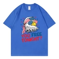 Camiseta azul de algodón con estampado de águila americana y You Free Tonight - XS / Estilo Águila Azul Real