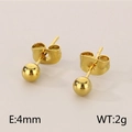 Minimalist 4mm polished golden stainless steel ball stud earrings for women - Solid Gold (4mm)