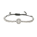Détail du bracelet perlé ajustable avec pendentif croix pavé de zircons sur cordon noir - Pendentif Creux Croix (G)