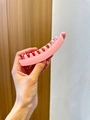 Pink matte finish 13cm banana hair clip with multi-tooth design for ponytail hold - Pink
