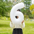 Large 32-inch white foil number 6 balloon for birthday party and photoshoot decor - Number 6 / White