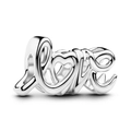 Silberner LOVE Anhänger mit Herz-Ausschnitt für DIY-Armbänder und Halsketten - Silber LOVE Herz (5988952208304)