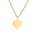 Polished gold heart pendant necklace with elegant rope chain on a white background - Wide Rope Chain Necklace / Gold