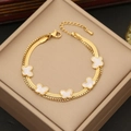 Double-layered gold butterfly necklace for women on a beige jewelry display box - 2# Bracelet