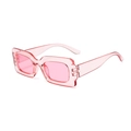 Retro square jelly pink sunglasses with translucent frames and matching pink lenses - Transparent Pink Frame Pink Lens