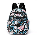Mochila pequeña de nailon para mujer con estampado tropical y múltiples bolsillos - Hojas de Naranja