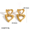 Vista detallada de pendientes de corazón dorado con dimensiones y peso exacto - Corazón de Oro Puro (TE60427-G) / Dorado