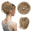 Messy bun hair piece in honey blonde synthetic heat resistant fiber for women - Light Golden