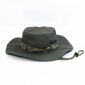 Olive green outdoor boonie hat with wide brim, ventilation holes, and adjustable strap - Army Green