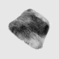 Winter fluffy faux fur bucket hat featuring a grey and black gradient plush finish - M (56-58cm) / Rainbow 8