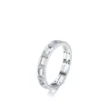 Minimalistischer S925 Sterlingsilber Gliederring mit Mikropavé-Zirkonia Kristallen - US-Größe 5 / Silber