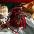 Sacchetto regalo di Natale in velluto rosso con corna d'oro e tulle nero - Taglia Piccola【10*13.5cm】 / Rosso Vino-Campanello con Rete Logo Renna