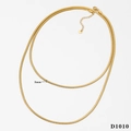 Minimalist double-layered golden snake chain necklace with 3mm width and lobster clasp - Double Layer Snake Chain (D1010) / Gold