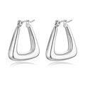 Minimalist silver triangle hollow earrings in geometric stainless steel for women - Geometric Triangle (EH-275S) / Silver
