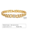 Macro detail of gold-plated copper cuban chain bracelet with pavé zircon setting - Gold (PBR-089 Triomphe Design)