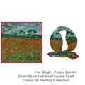 Van Gogh Poppy Garden oil painting print square silk scarf with red border 53x53cm - Poppy Field