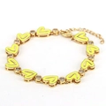Bohemian gold bracelet featuring yellow enamel hearts and sparkling zircon stones - Yellow