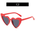 Fashionable red heart-shaped sunglasses with dark grey lenses in SKU C2 variant - Red Frame Grey Lens